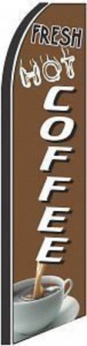 FRESH HOT COFFEE Brown and White  Swooper Flag + Pole + Spike Bx