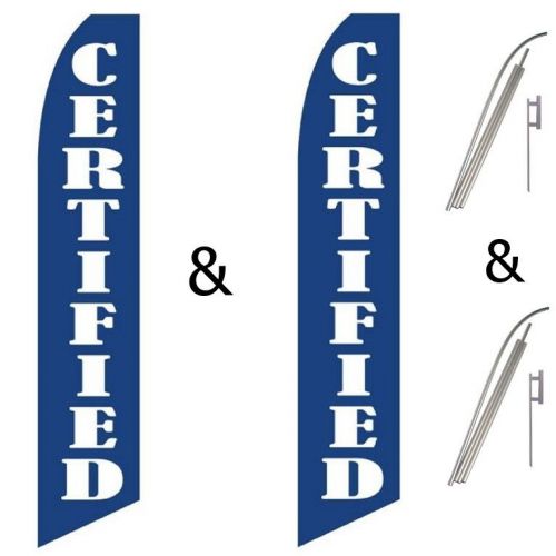 2 Swooper Flag Pole Kits Certified Blue With Large White Letters