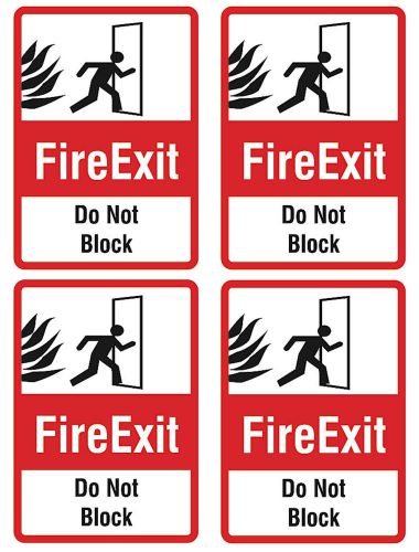 Business Safety Fire Exit Do Not Block Door Sign Four Pack Restaurant Signs 38