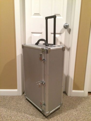 Large jewelry rolling case with travel handle - aluminum for sale