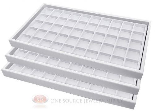 (3) White Plastic Stackable Trays w/50 Compartments White Jewelry Display Insert