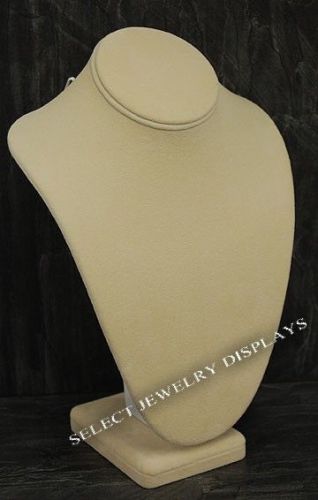 Beige Suede Necklace Bust Stand Jewelry Display 11&#034;H