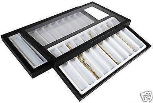 20 slot acrylic lid jewelry display case white tray for sale