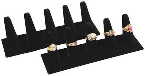 2 Black Velvet 5 Finger Showcase Ring Displays