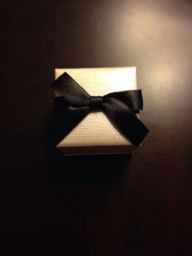 Jewelry Ring Gift Giving Presentation Box Silk Satin Black Ribbon Ivory Box