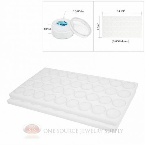 (2) 36 white gem jar foam inserts tray jewelry display organizer gemstones for sale