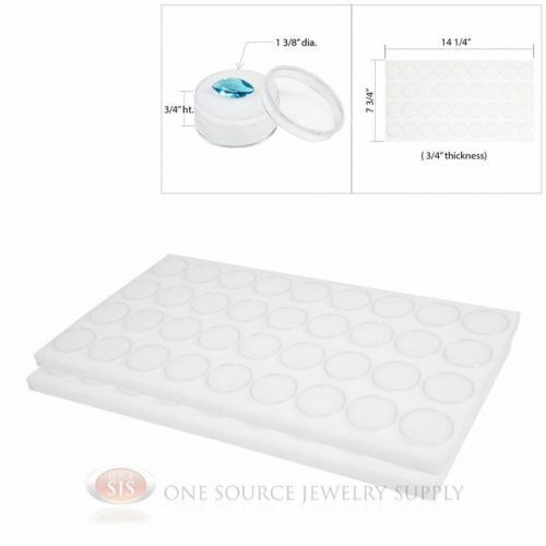 (2) 36 White Gem Jar Foam Inserts Tray Jewelry Display Organizer Gemstones