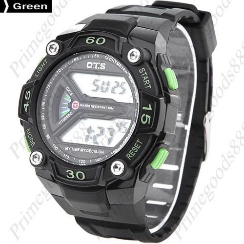 Waterproof electronic quartz free shipping light stopwatch wristwatch green for sale