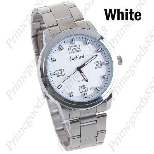 Stainless Steel Masculine Wrist Quartz Watch Analog Free Shipping White Face