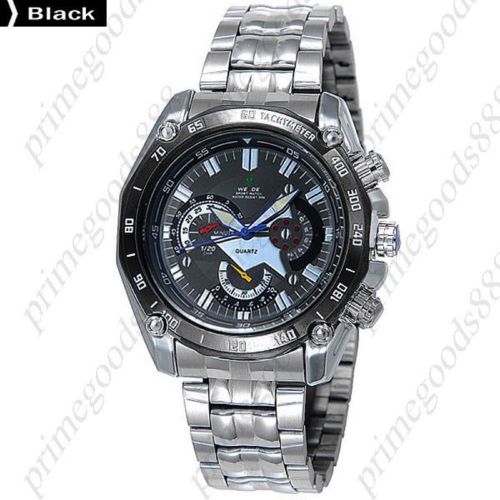 Led round waterproof analog quartz stainless steel band men&#039;s wristwatch black for sale