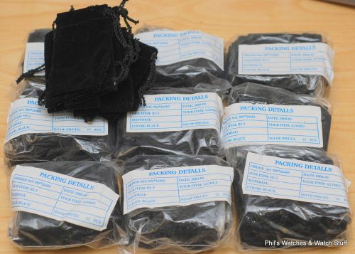 Large Lot Of 120 Black  2&#034;X3&#034; Velvet Jewelry Pouches For Protection And Storage