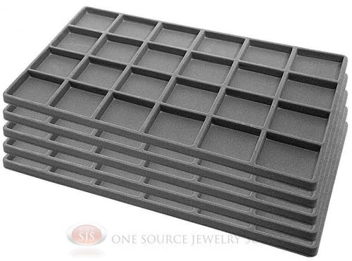 5 Gray Insert Tray Liners W/ 24 Compartments Drawer Organizer Jewelry Displays