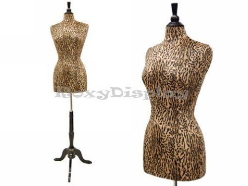 Female leopard-print mannequin manikin dress form f01yl+ bs-02 wood base tripod for sale