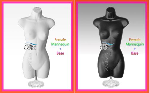 2 Mannequin Nude Female Woman Body Dress Form Displays Hanging Acrylic Stand