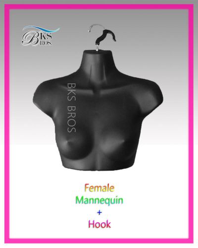 Mannequin Women Torso (Chest Long) S-M Black Female Body Half Form Display Back