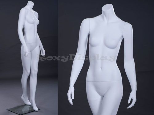 Fiberglass Female Headless Mannequin Matte White Color Display #MC-PL2BW2