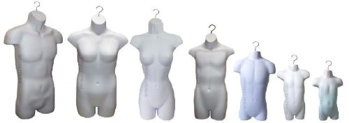 7 White Hanging Mannequin Torso Body Display Dress Form Men Women Plus Manikin