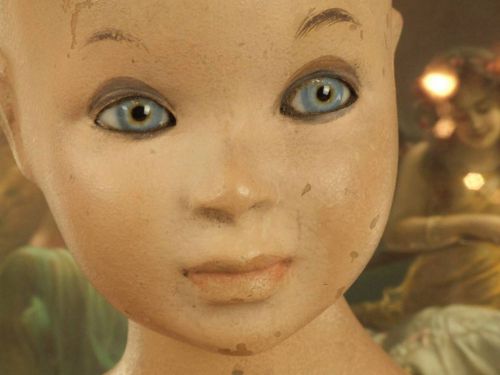 Divine Antique French Child&#039;s Shop Mannequin / Bust,  Glass Eyes, Early 1900&#039;s