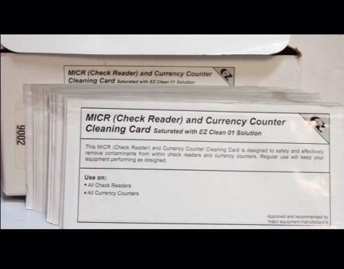 MICR Check Reader-Currency Counter Cleaing Cards(25) w/ EZ Clean 01 Solution