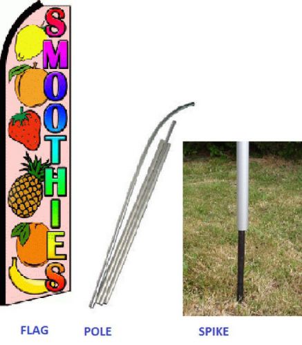 Smoothies fruit drink 16&#039; tall w/ pole &amp; spike tall bow swooper flag banner for sale