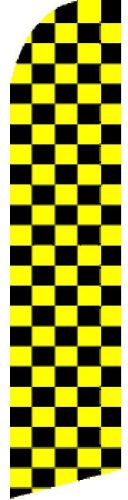 BLACK AND YELLOW CHECKERED TALL BUSINESS FEATHER SWOOPER FLAG BANNER