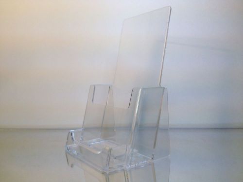 NEW One Piece Design Qty 100 CLEAR TRI FOLD BROCHURE &amp; BUSINESS CARD HOLDERS