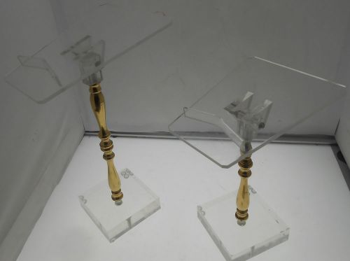 Vintage Pair of Acrylic and Brass Ornate Shoe Stands