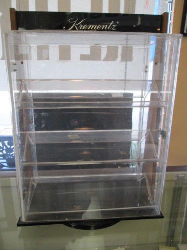 Acrylic Countertop Display Case  13x8x19 revolving has wooden sides