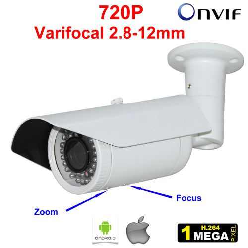 HD Outdoor Varifocal 2.8-12mm Zoom Lens IP Camera Onvif 720P 1 MP Varifocus Cam