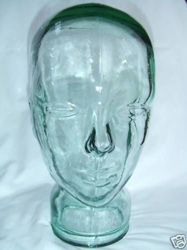 RETRO Vintage Glass Head Mannequin &#034;Life Sized&#034; Hat Wig Headphones Display