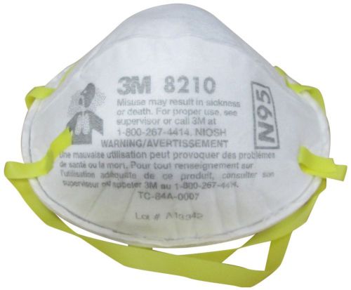 3m respirator 8210 particulate mask n95 20 count adjustable noseclip 2 straps for sale