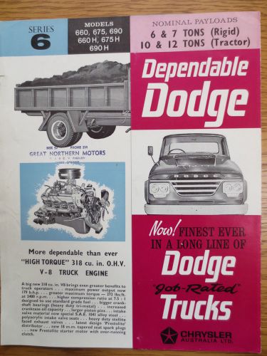 DODGE TRUCKS 6 7 tons 10 12 Tons old  Brochure Leaflet  Chrysler Australia 1960s