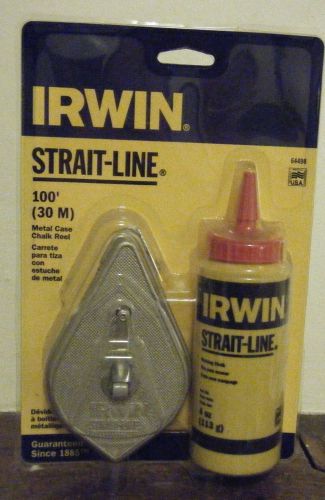 Irwin strait-line 64498 metal case chalk line reel w/chalk,100 ft,4 oz for sale