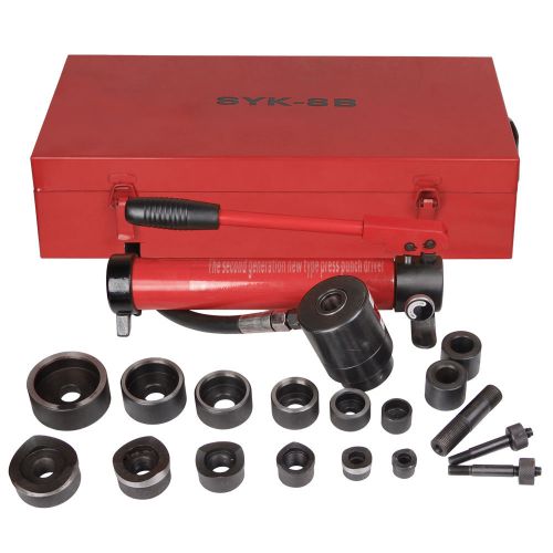 10t hydraulic knockout punch hand pump 6 dies hole tool driver kit w/ metal case for sale