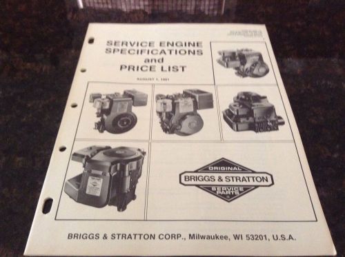 Briggs &amp; Stratton Service 1981 Engine Specs. and Price List
