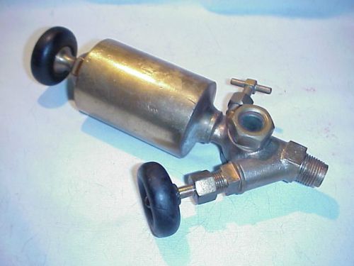 Antique brass hit &amp; miss gas steam engine michigan force feed lubricator oiler for sale
