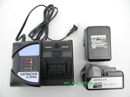 2 hitachi bsl1840 4.0 ah 18 volt lit-ion battery,uc18yrsl charge 18v 4 drill,saw for sale