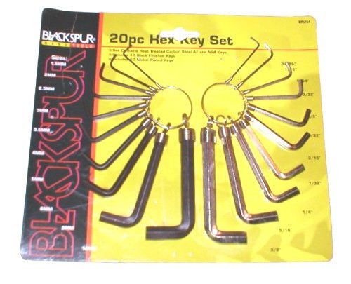 20pc Hexagon Metric &amp; Imperial Key Size Allen Keys Wrench Tool Set Kit WR234 New