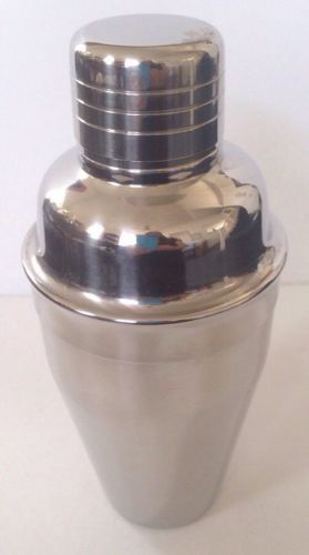 Vintage stainless steel 3 pc cocktail shaker bar martinis  ridged cap 16 oz for sale