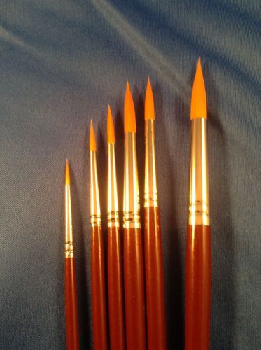 Set of 6 odd numbered sable (kolinsky) 1,3,5,7,9,11 round brushes for sale
