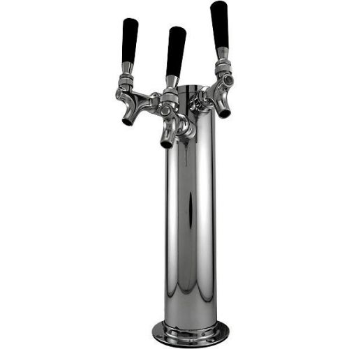 100% Stainless Steel Beverage Contact- Triple Tap Draft Beer Tower - 3&#034; Diameter