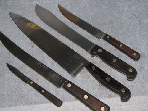 WEAR-EVER/CUTCO PROFESSIONAL KNIFE  SET, STAINLESS STEEL BLADE, WOOD HANDLES