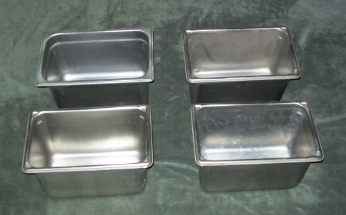 4 STEAM TABLE INSERT PANS 10&#034; x 6&#034; STAINLESS STEEL 6  INCHES DEEP