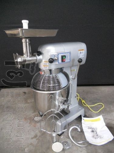 Hebvest 20 quart commercial mixer with hook, whip, paddle, and meat grinder for sale
