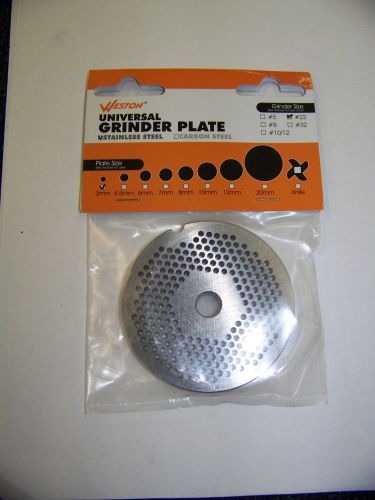 Weston Universal Grinder Plate Stainless Steel 3mm Holes #22 Grinder Size 292203