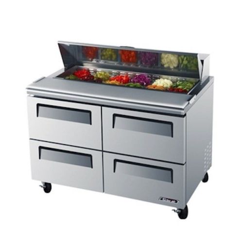 New turbo air 48&#034; super deluxe stainless steel sandwich &amp; salad prep! 4 drawers! for sale