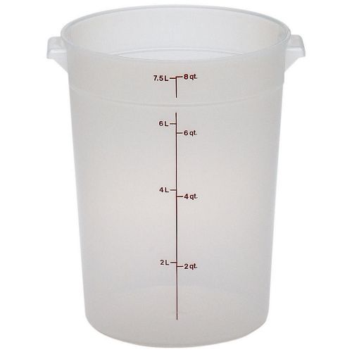 Cambro 8 qt. round food storage containers, 12pk translucent rfs8pp-190 for sale