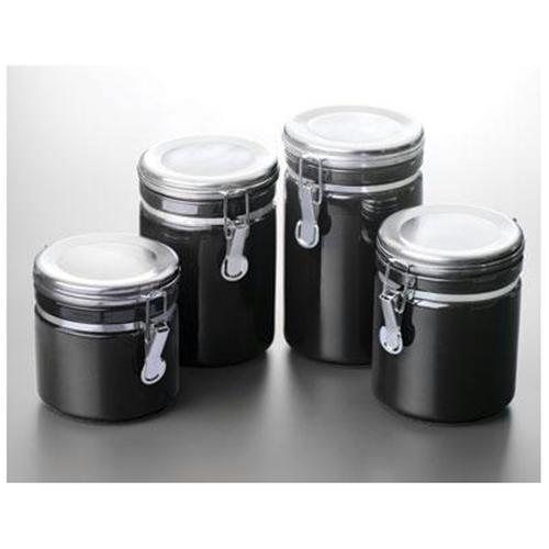 Anchor Home Collection 4-Piece Ceramic Canister Set with Clamp Top Lid
