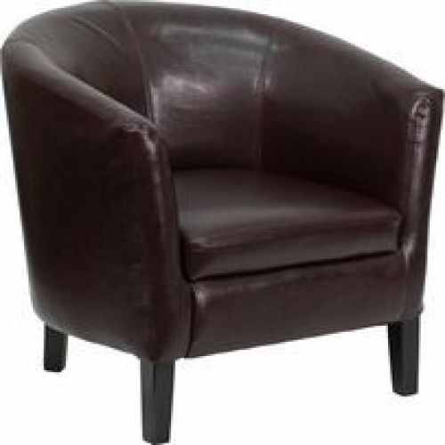 Flash furniture go-s-11-bn-barrel-gg brown leather barrel shaped guest chair for sale