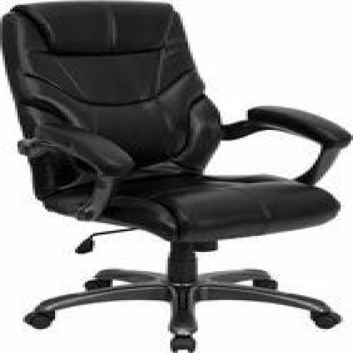Flash furniture go-724h-bk-lea-gg high back black leather overstuffed executive for sale